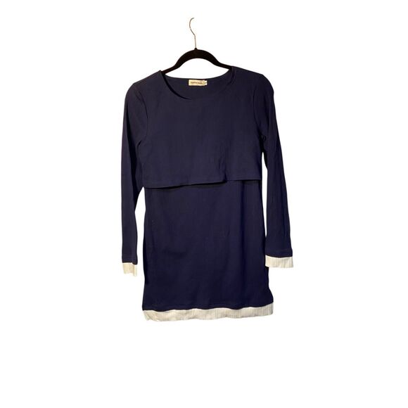 Emotion, mom navy blue and white maternity, nursing top size large - Picture 2 of 5